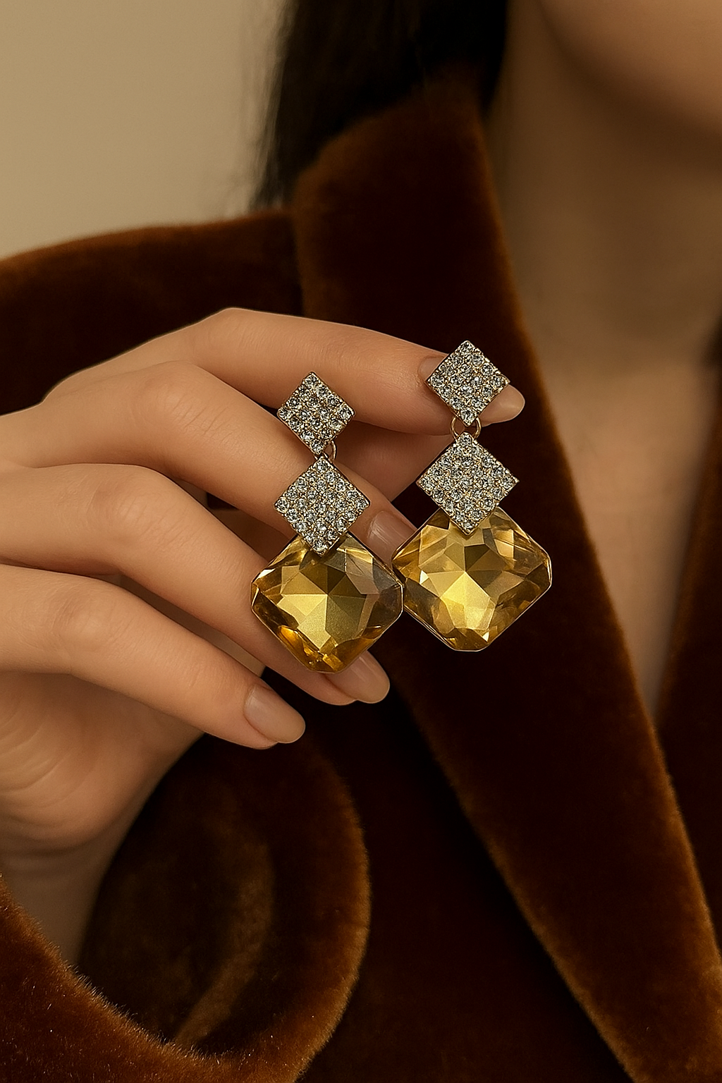 Golden Glimmer Drop Earrings