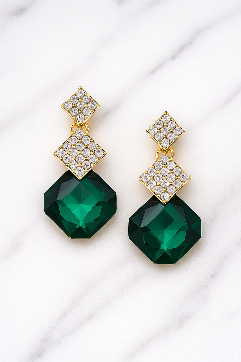 Dark Green Drop Earrings