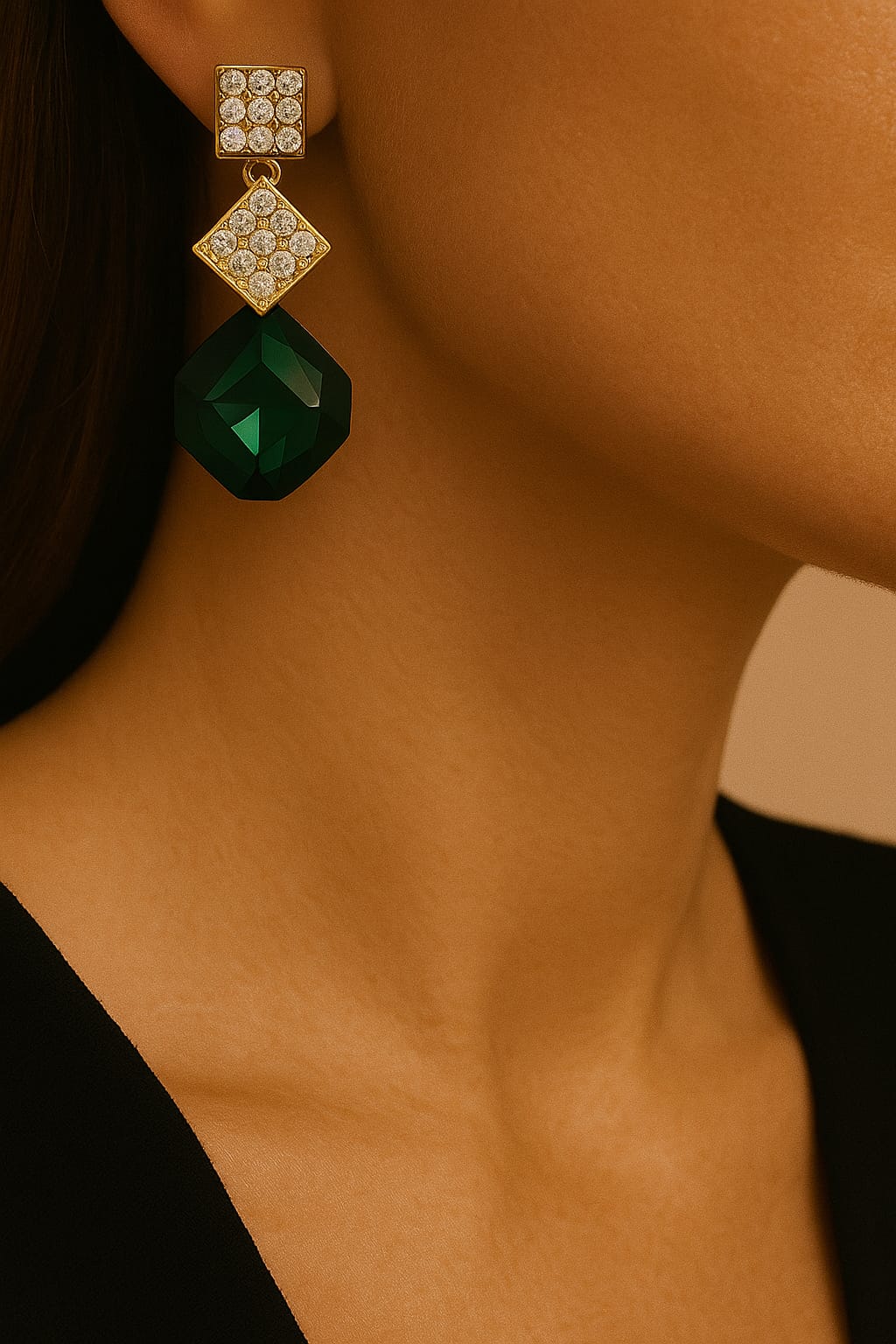 Dark Green Drop Earrings